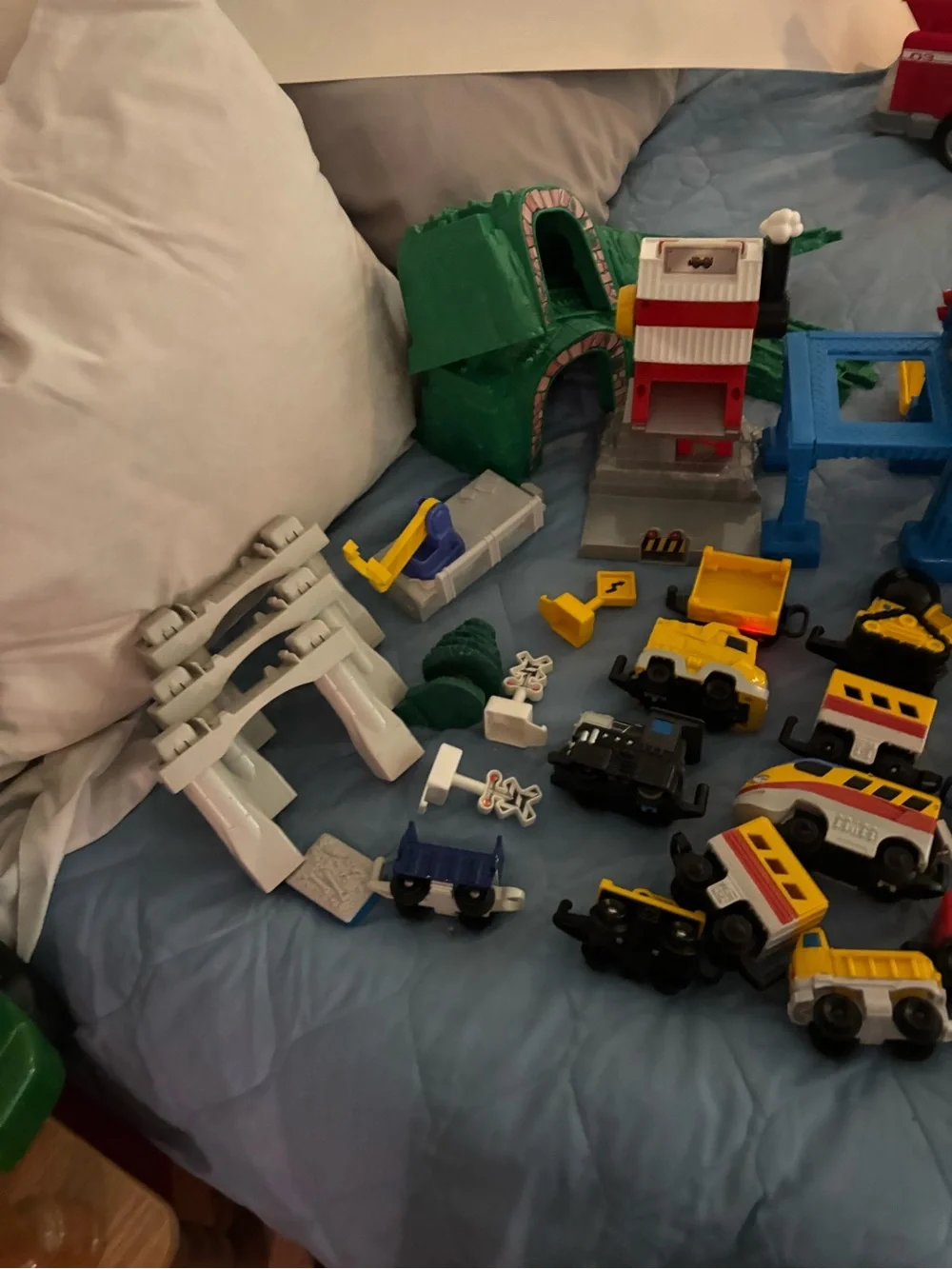 Thomas & Friends Playset Lot with Blue, Green, Yellow, Red Pieces